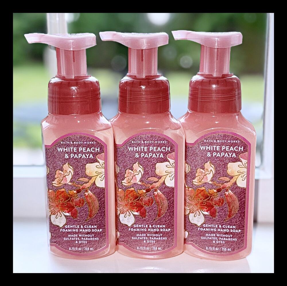 Bath & Body Works White Peach & Papaya Gentle Clean Foaming Hand Soap x3